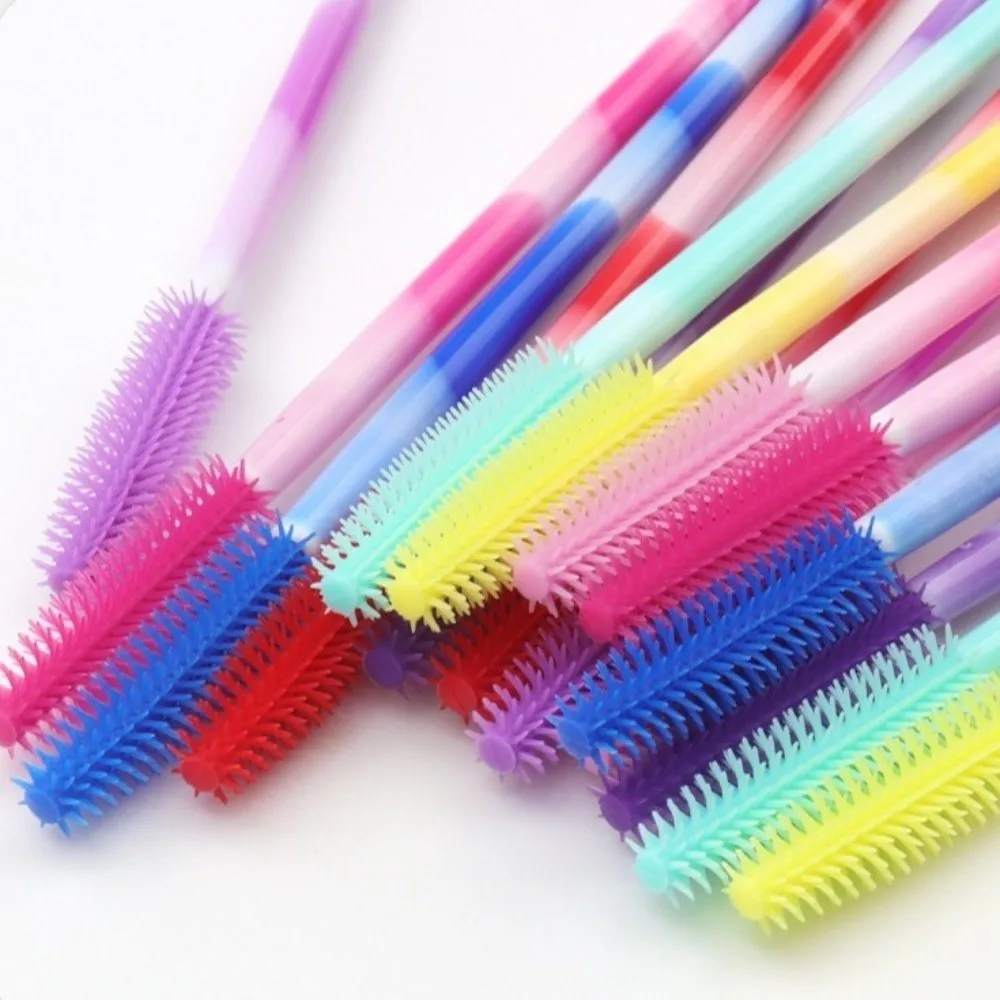 Brosses à cils jetables, outils de maquillage, microbrosse, applicateur de baguette de Mascara, couleur arc-en-ciel, brosse de maquillage en Silicone, 50 pièces