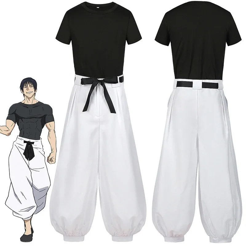 Anime Jujutsu Kaisen Fushiguro Toji Cosplay Costume Adult Unisex Short Sleeve Pants Suit Halloween Party Rave Combat Cos Gift