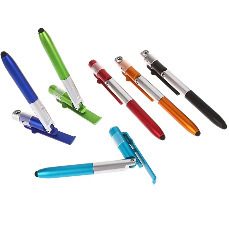

4 в 1, складные многофункциональные шариковые ручки, канцелярские принадлежности, школьный стилус, держатель для телефона, шариковая ручка со светодиодной подсветкой, ручка для письма