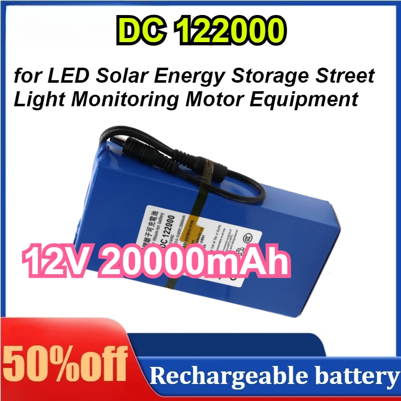 

Литий-ионная аккумуляторная батарея постоянного тока 12 В 20000 мАч для светодиодного хранения солнечной энергии, уличного фонаря, мониторинга двигателя