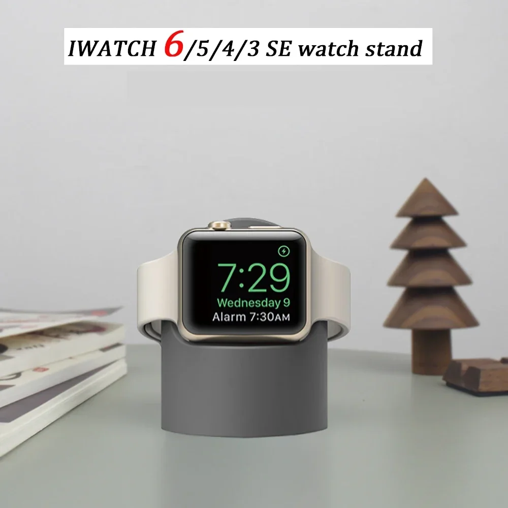 Charger Stand Mount Silicone Dock Holder for Apple Watch Series 9/8/7/6/5/4/3/2/1 Ultra 44mm/42mm/40mm/45mm/49mm Charge Cable
