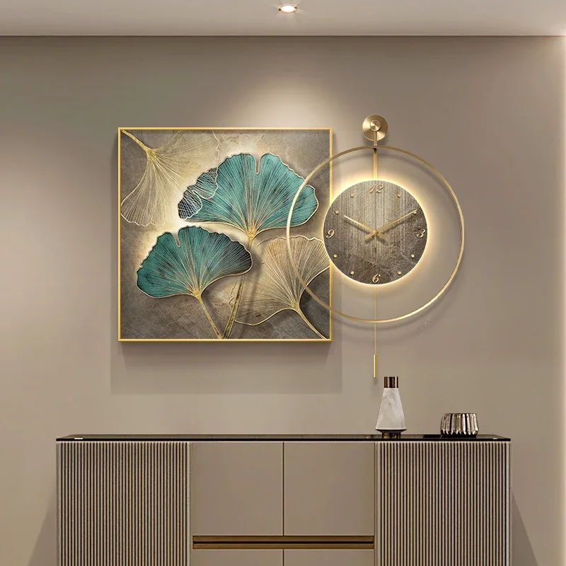 

Modern Watch Living Room Restaurant Decorative Painting Wall Clock Room Decoration Home Decor Items Lamp Watches Wall Clocks