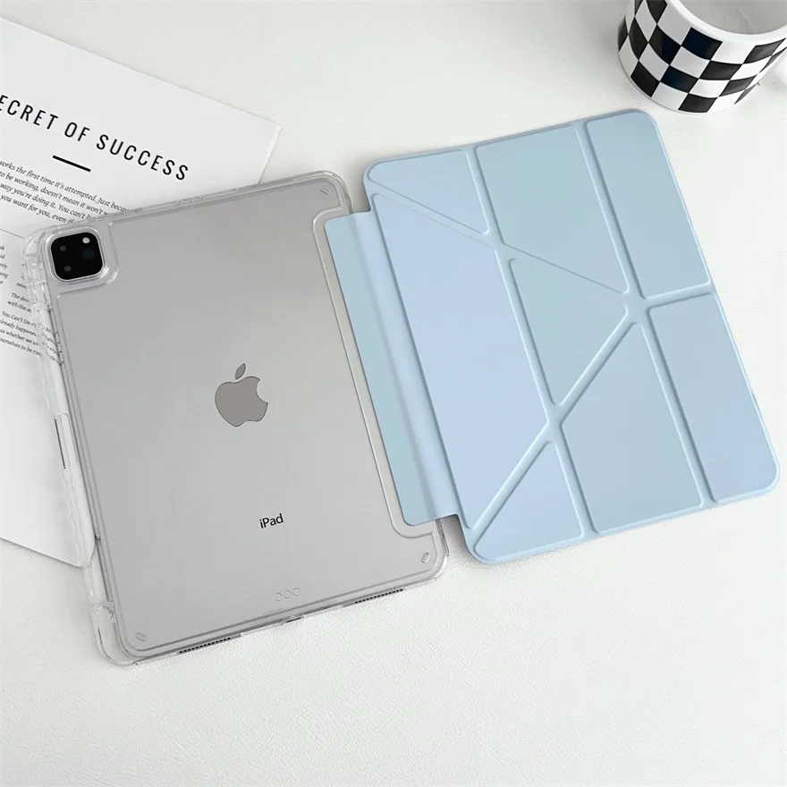 

Прозрачный чехол для iPad Air 11/13 M2 Pro 11/13 M4 2024 года для iPad Air 4 Air 5 Pro 11/12,9 iPad 5/6/7/8/9/10th Mini6 Y-fold Stand