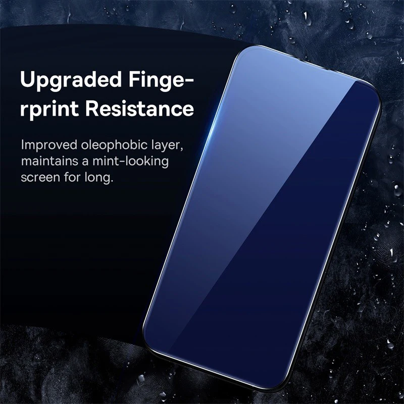 Baseus-Protector de pantalla de cristal templado para iPhone, película antimirones, color azul, para modelos 15, 14, 13 Pro Max, 15 Pro Plus, 2 unidades