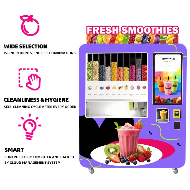 Fully Automatic Coin Credit Card Operated Smoothie Vending Machine Customized For Restaurant Business