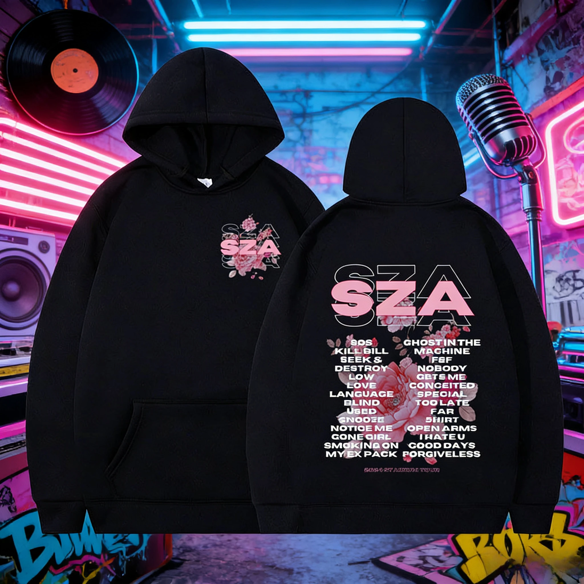 مغني الراب SZA SOS أستراليا جولة الخريف الشتاء المطبوعة القطن الخالص موضة الهيب هوب فضفاض هوديي غير رسمي لكل من الرجال والنساء