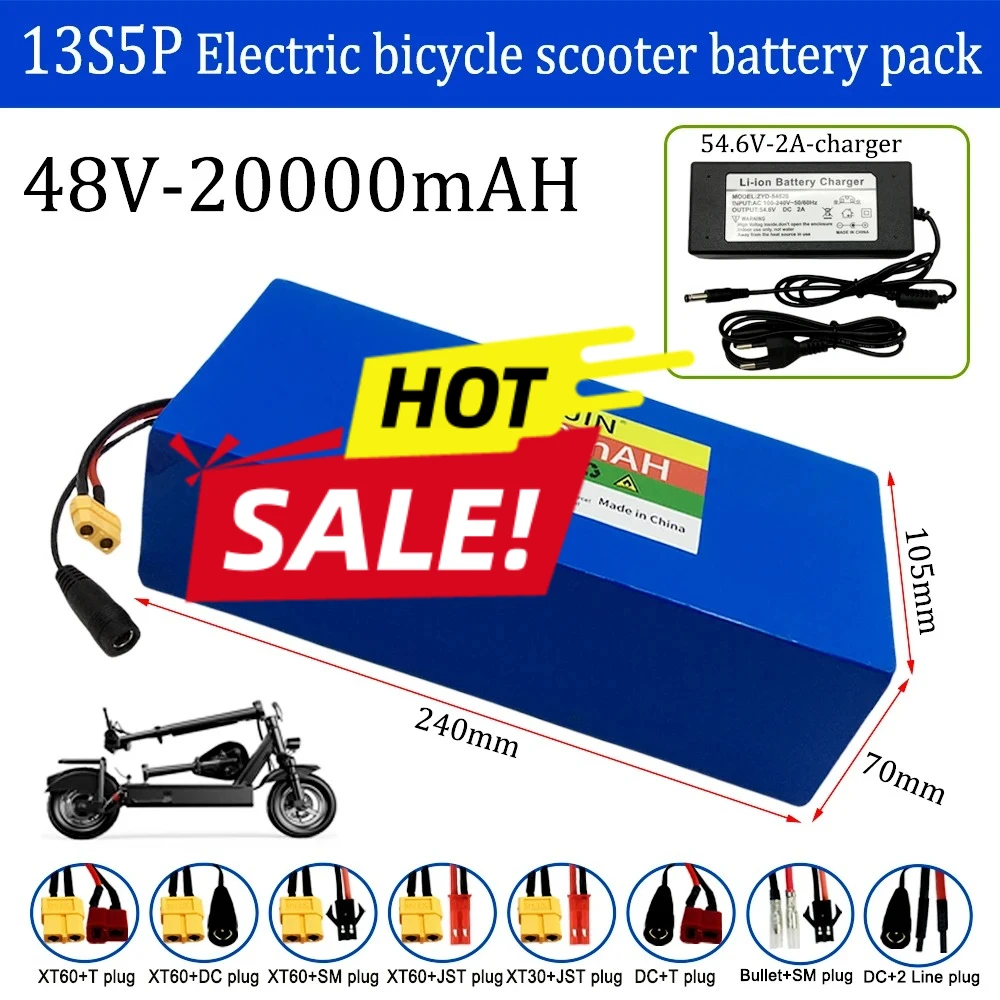 FACTORY STORE 13S5P 48V 20AH 18650 Li-ion Battery Pack Suitable for electric scooters, mountain bikes 250-1000W+charger
