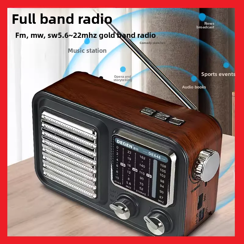 New DE648 Full Band Radio Supports Bluetooth Memory Card Elderly Opera Player Pointer Tuning