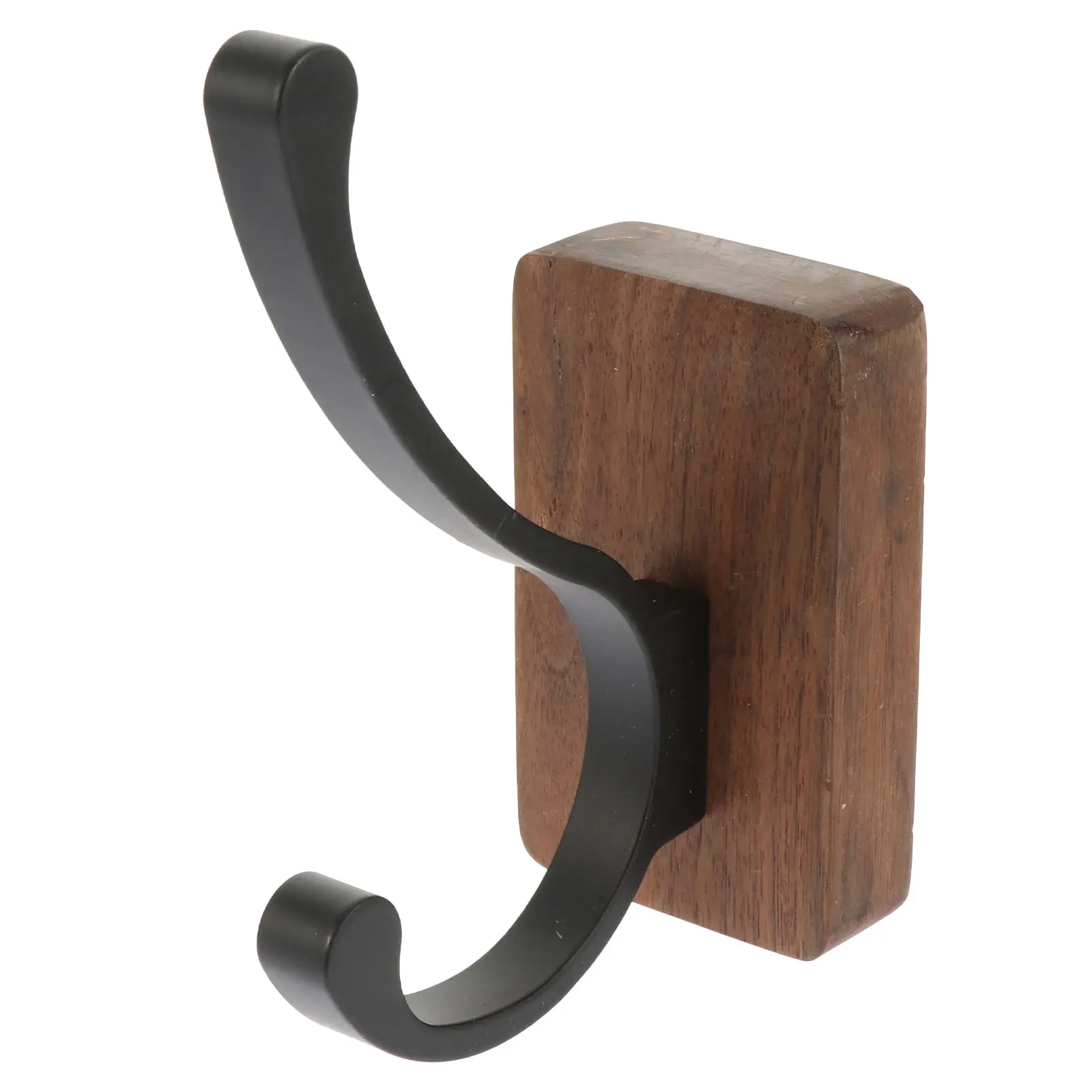 

1pcs Wall Mount Hooks Bath Storage Rack Black Towel Hangers Home Aluminum Wood Coat Hook Bathroom Space Saver Practical