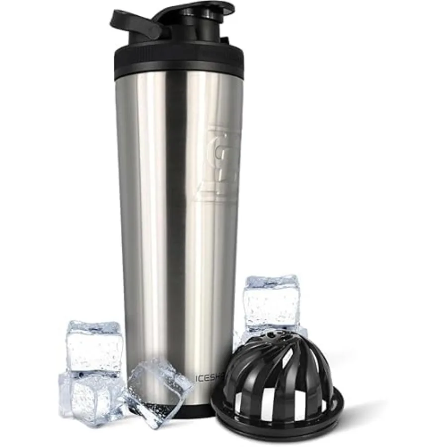 

Insulated Shaker Bottle 32oz, Cold for 30+ Hours Insulated Cup with Twist-on Agitator Odor-Free Bottle for Protein Shakes, Wate