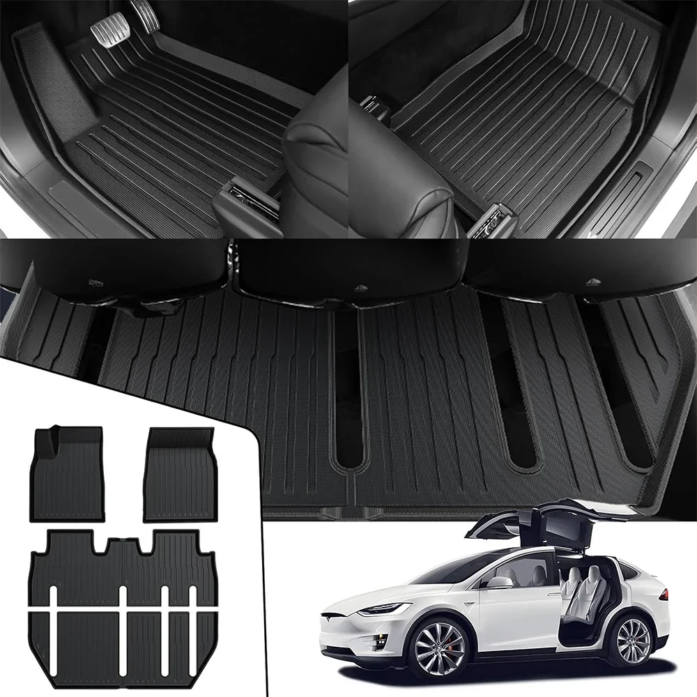 TPE Floor Mats for Tesla Model X 5 6 7 Seater 2024 2023-2021 All Weather Waterproof Cargo Liners Frunk Trunk Mat Accessories