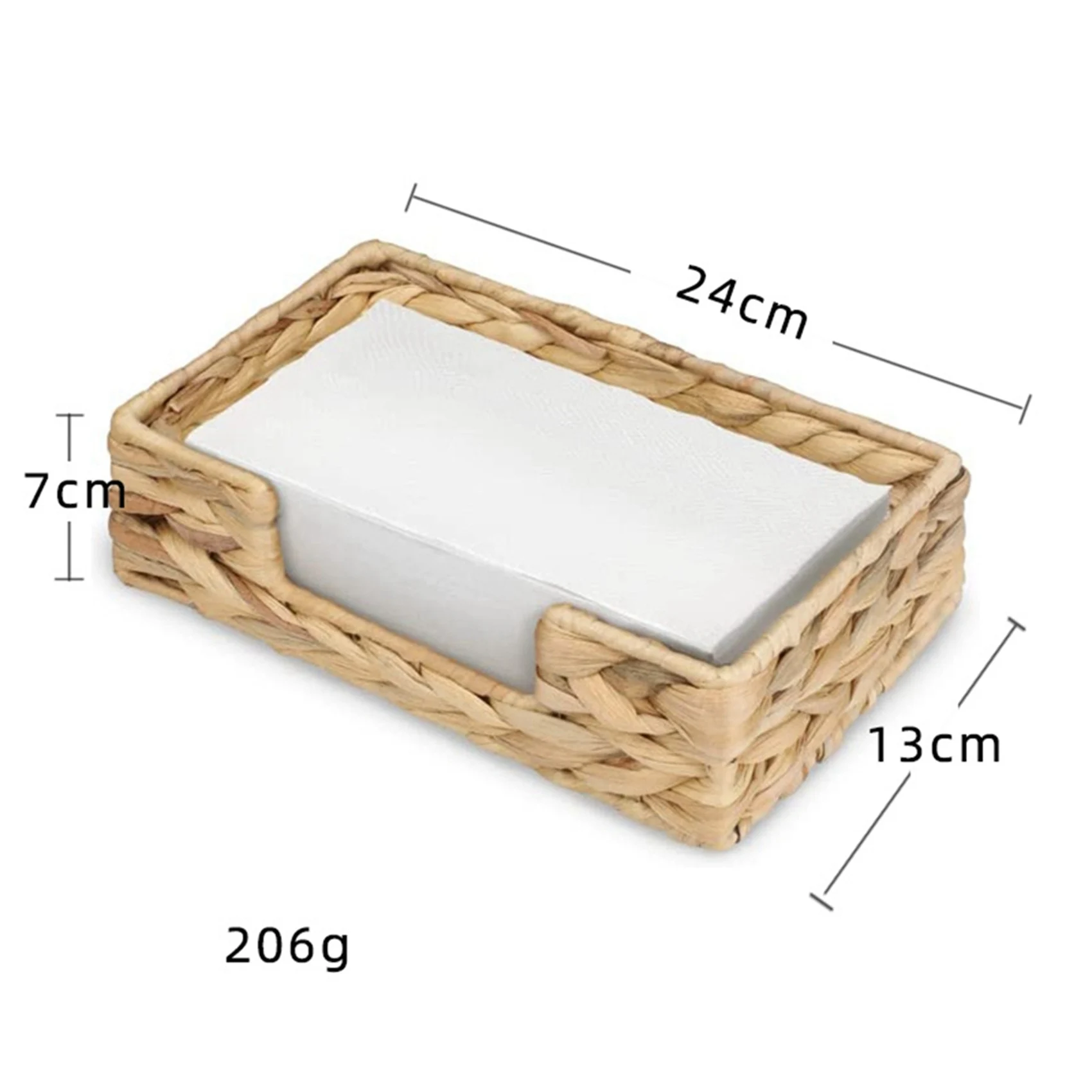 AT05-4PCS Bathroom Disposable Guest Towel Holder Long Seagrass Woven Rattan Wicker Table Hand Guest Towel Basket Tray,L