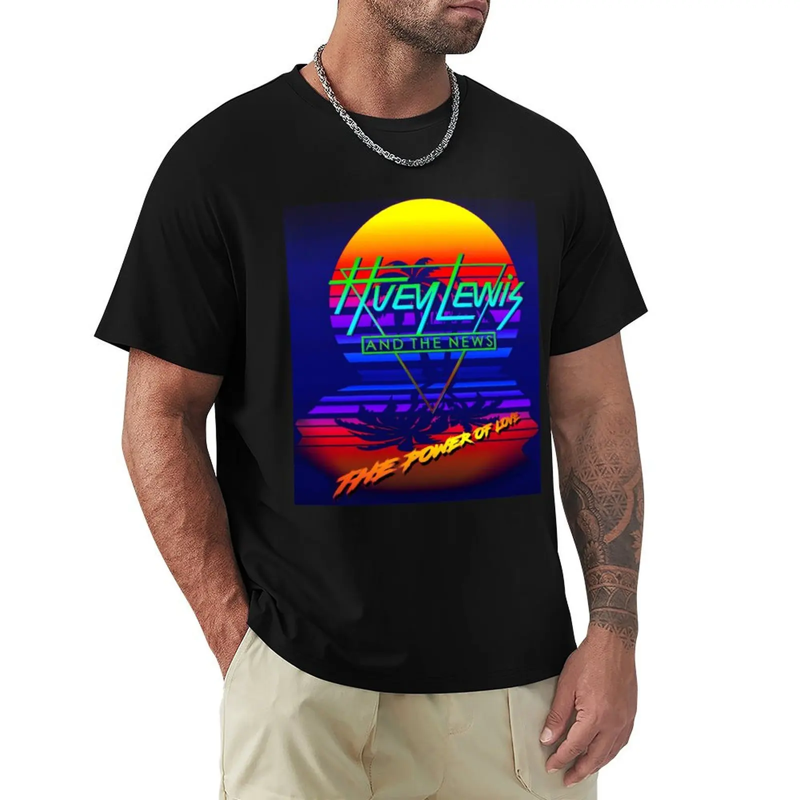 Huey Lewis The Power Of Love Retro 80s Synthwave Homage Classic T-Shirt t shirt men 100% cotton luxury brand T-Shirt