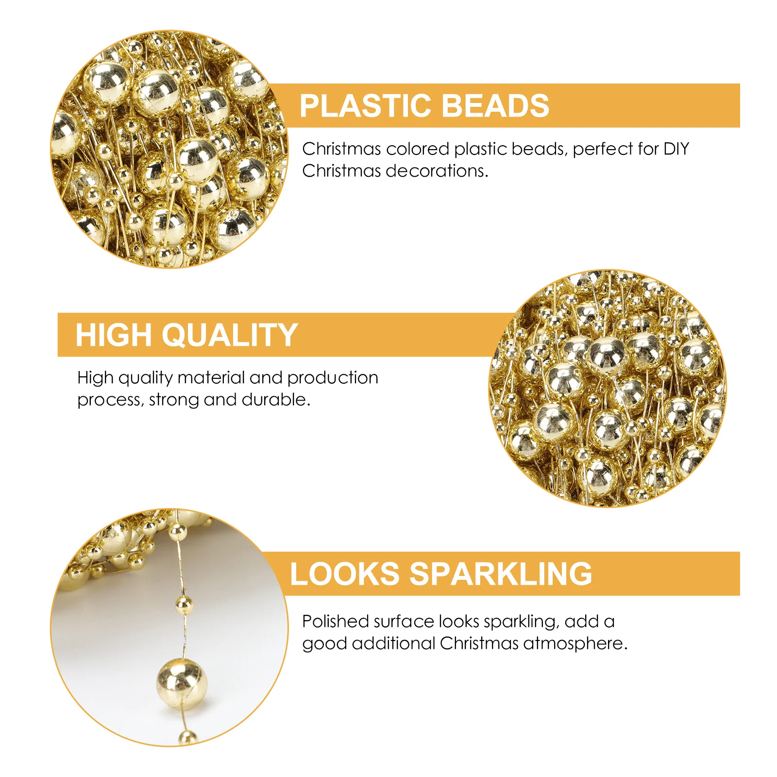 

1 Roll Christmas Beads Chain Plastic Light String Flexible DIY Crafts Xmas Tree Decoration Strand Garland Party Home Pendant