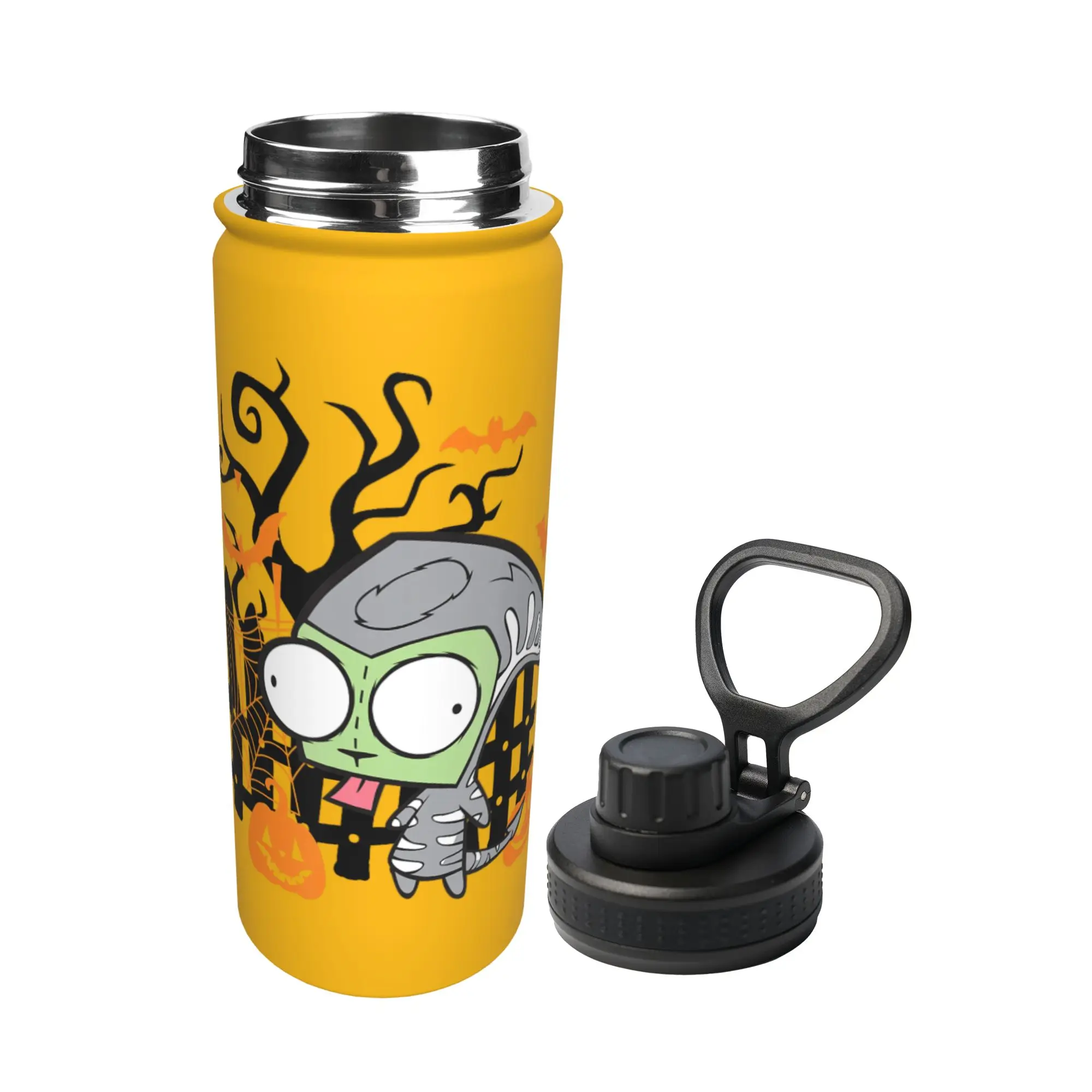 Invaders Zim Gir Halloween Pumpkin 18OZ Sports Insulated Kettle Coffee Cups Stainless Steel Smoothie Tea Mugs Water Bottle