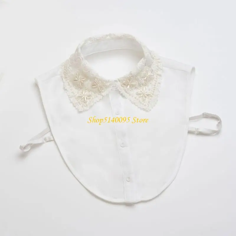 DXAE Round Neck Outfit Layering Collar Insert, Detachable Lace Trim Accent with Lightweight Styling