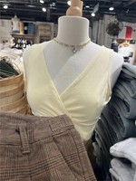 Yellow Slim V-neck Tank Top Women Summer Casual Simple Cotton Sleeveless Vest Clean girl Preppy Style Sweet Basic Camis OOTD New