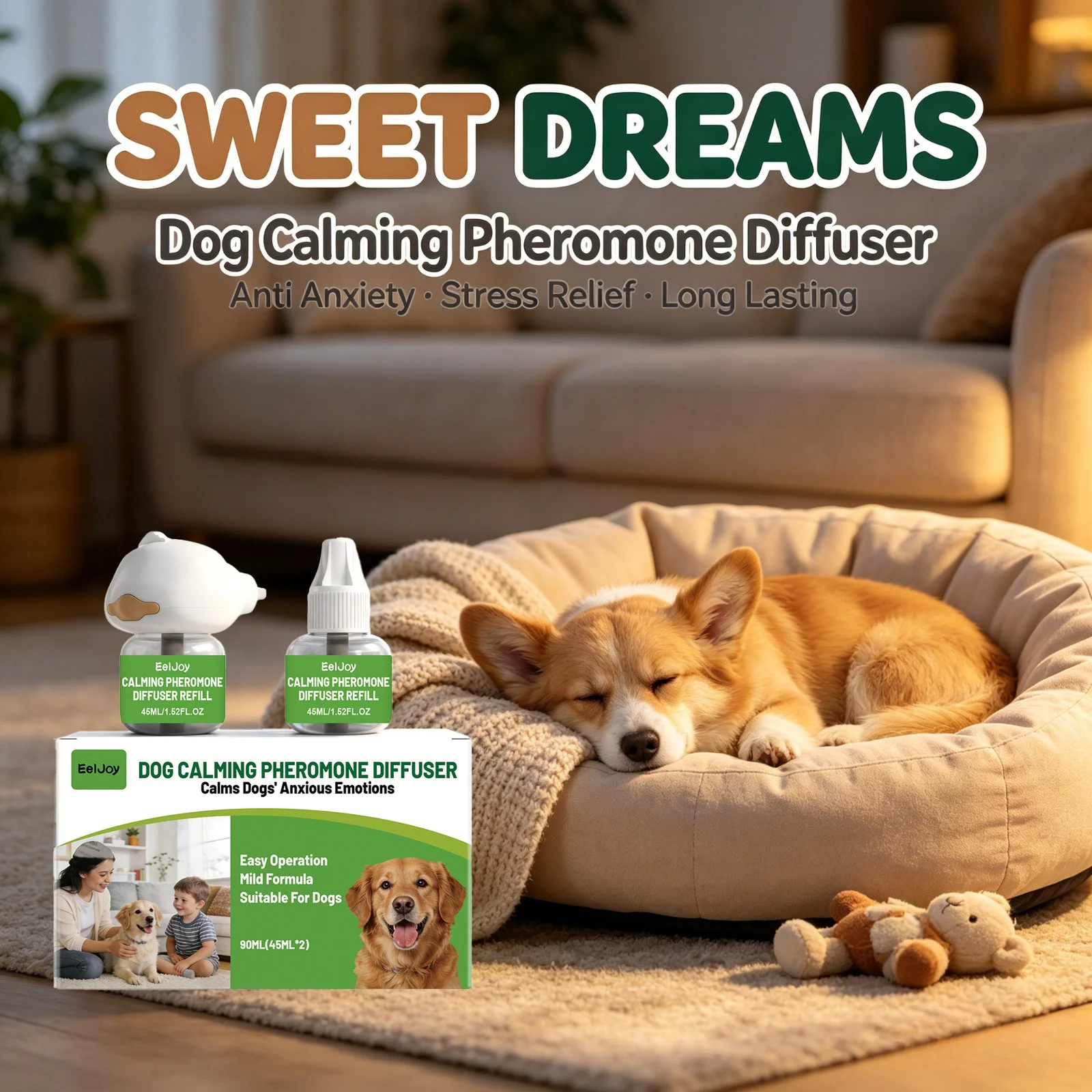 Dog Calming Pheromone Diffuser Kit Anti Anxiety Stress Relief Lavender  Reduce Barking Anxiety Extract Plug In Pet Calming Aid