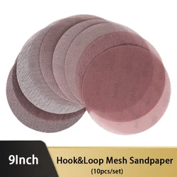 10Pcs 9 Inch 220mm Mesh Abrasive Hook and Loop Sand Paper Dust Free Sanding Discs Anti-blocking Dry Grinding Sandpaper