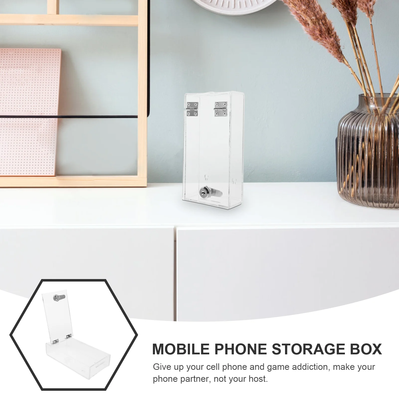 Mobile Phone Storage Box Lock Container Time Locked Case Electronic Locker Acrylic Cellphone Office Boxes