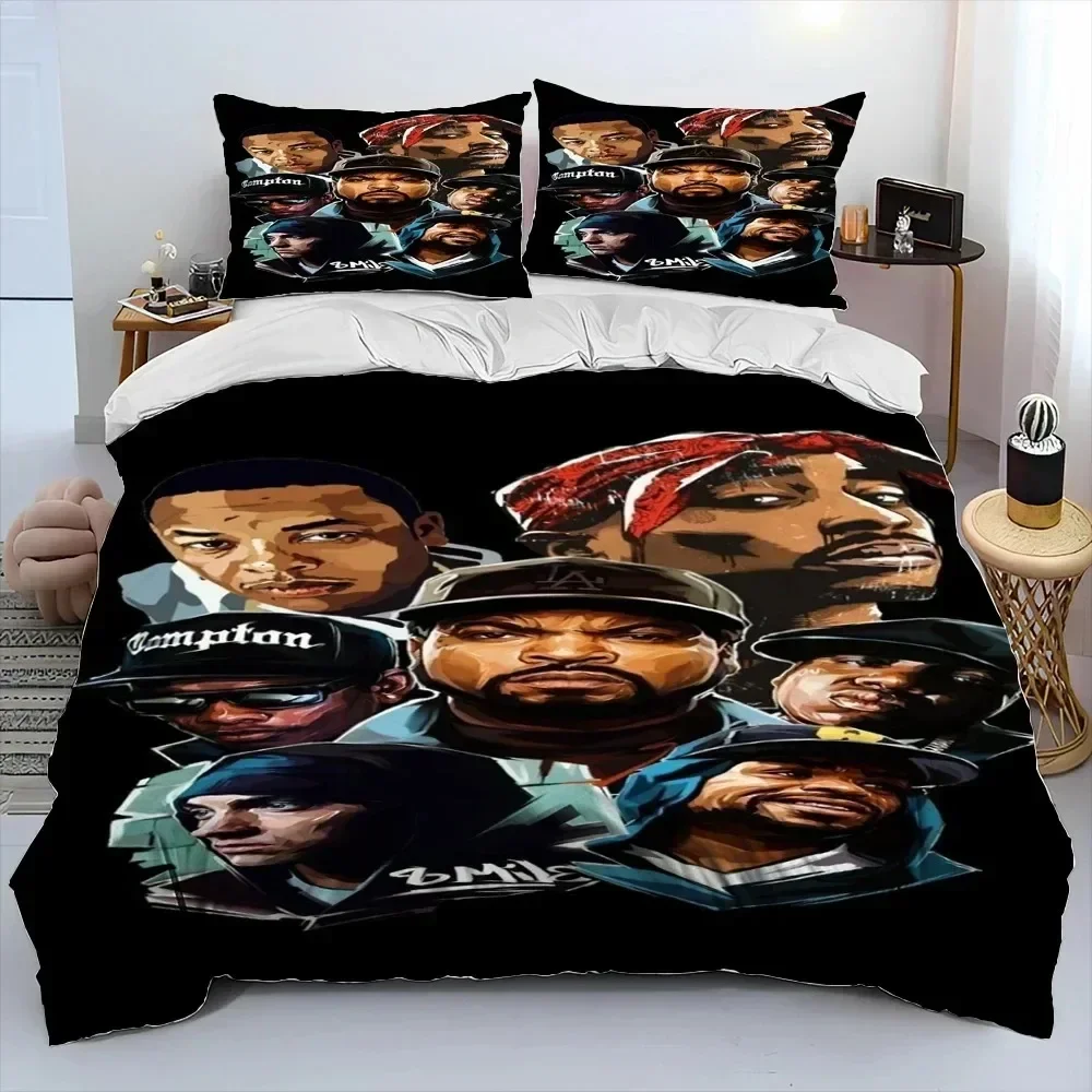 Luxury New 3D Print Hip Hop Art Rapper Legend Star Bedding Set Duvet Cover Bed Set Quilt Cover Pillowcase Queen Size Boys Adult