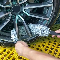 1PC Dubbelzijdig Lange Riem Reinigingsdoekje Microfiber Koraal Pluche Wiel Trekriem Borstel Hub Handdoek Autowiel Wassen Handdoekborstel