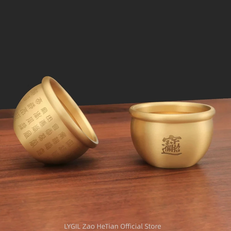 

Durable Pure Brass Cornucopia Wealth Attracting Small Mini Baifu Rice Cylinder 4.5-7cm Baifu Jar Cup Home Decoration Accessories