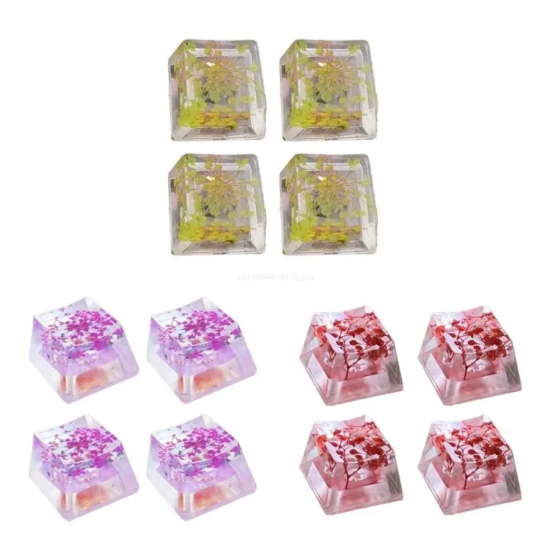 

Mechanical Keyboards Resins Keycaps OEM Translucents Leaves Dry Flowers Keycaps Customized Key Dropship