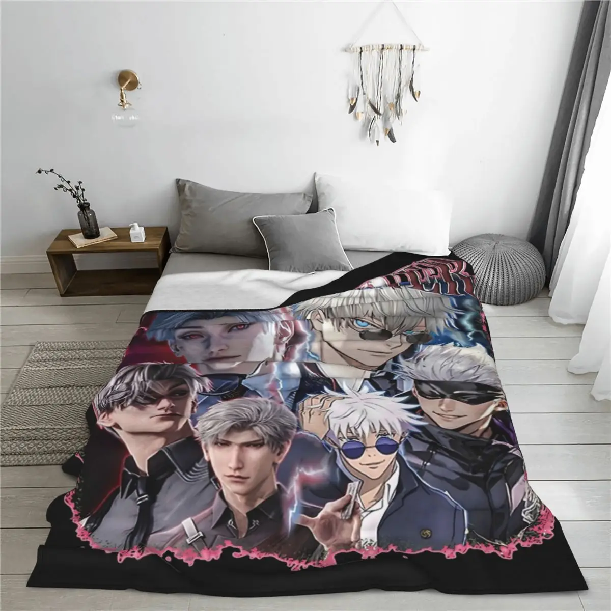 Gojo & Sylus Girl Dinner Love And Deepspace Blanket Fleece Print Lightweight Thin Throw Blankets for Sofa Outdoor Rug Piece