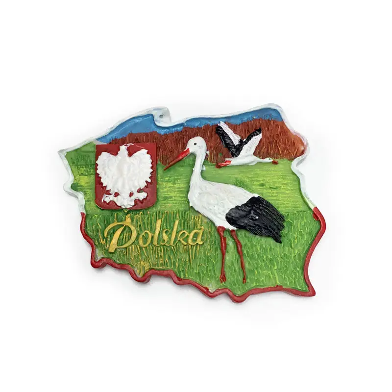 

Poland3d3D Creative Painted White Crane Cultural and Creative Magnetic Fridge Magnet Travel Souvenir Home Decoration Gift