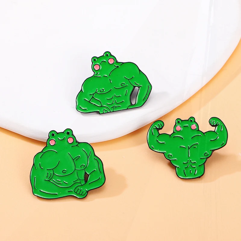 oil drop fitness posture frog badge chest cartoon clothing accessories Cartoon frog Pin creative cute