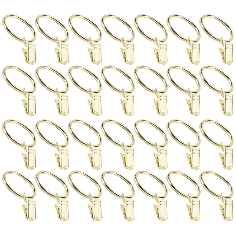 40PCS Curtain Rings With Clips, Strong Drapery Clips Hooks On Tension Rod Bracket, 1.26 Inch Interior Diameter