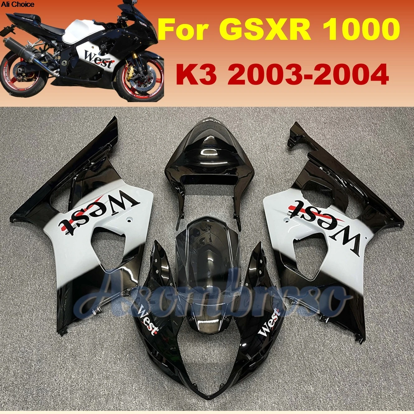 GSXR1000 2003 2004 GSX-R100 Body Panels Kit ABS Fairing Replacement Injection Parts for Suzuki GSXR 1000 Motorcycle