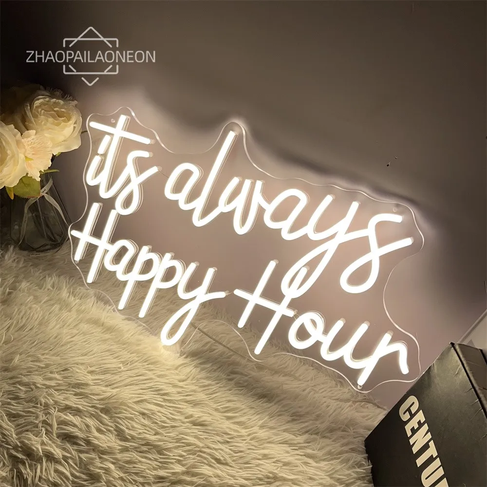 Its Always Happy Hour Neon Led Sign Birthday Party Neon Lights Wall Art Decoration Bar Room Decoration Bedroom Night Lights USB