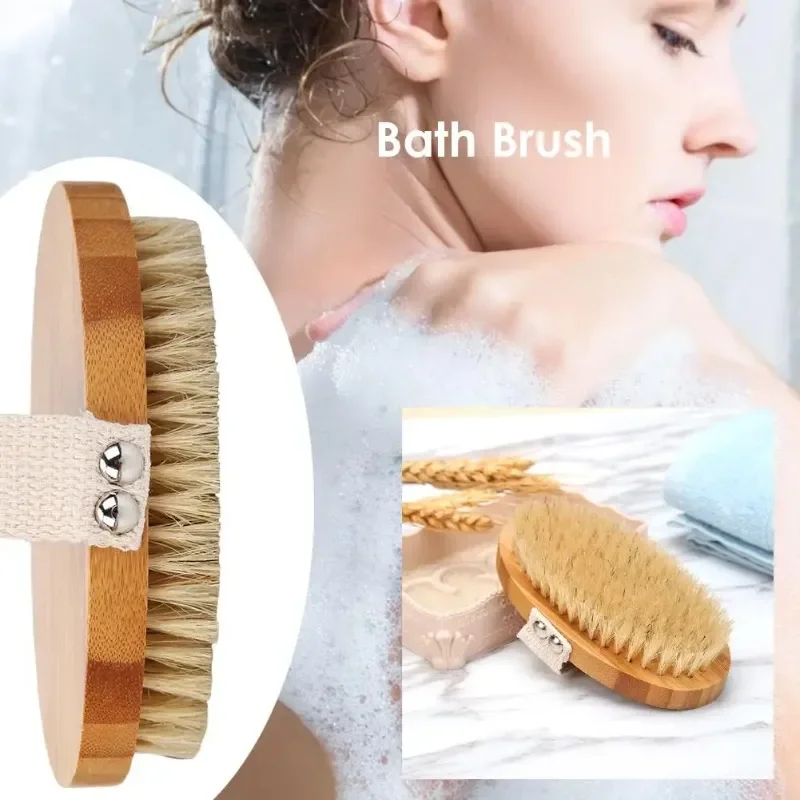 Dry Skin Body Brush Soft Natural Bristle Shower Brushes Wooden Bath Shower Bristle Brush SPA Body Brushes Without Handle