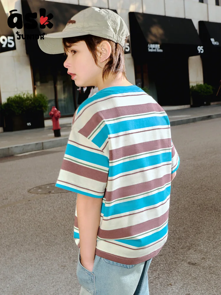 قميص بولو مخطط مطرز بحروف صيفية من توين بويز #5