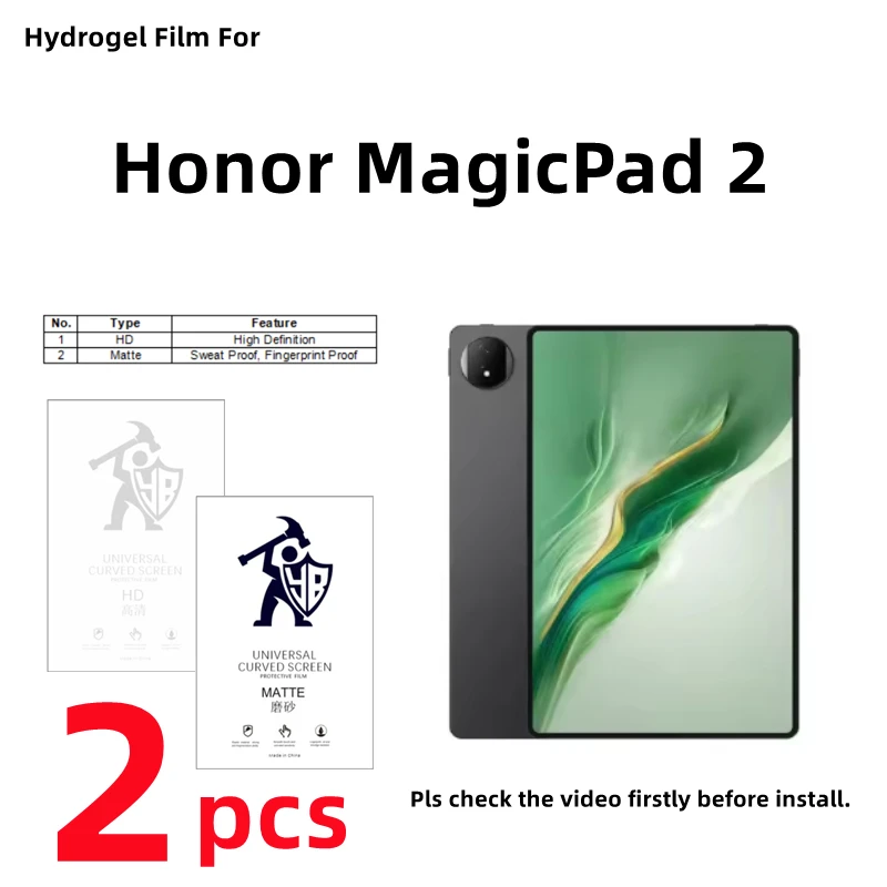 2pcs HD Hydrogel Film For Honor MagicPad 2 Matte Screen Protector For Honor Magic Pad 2 Clear/Frosted Full Cover Protective Film