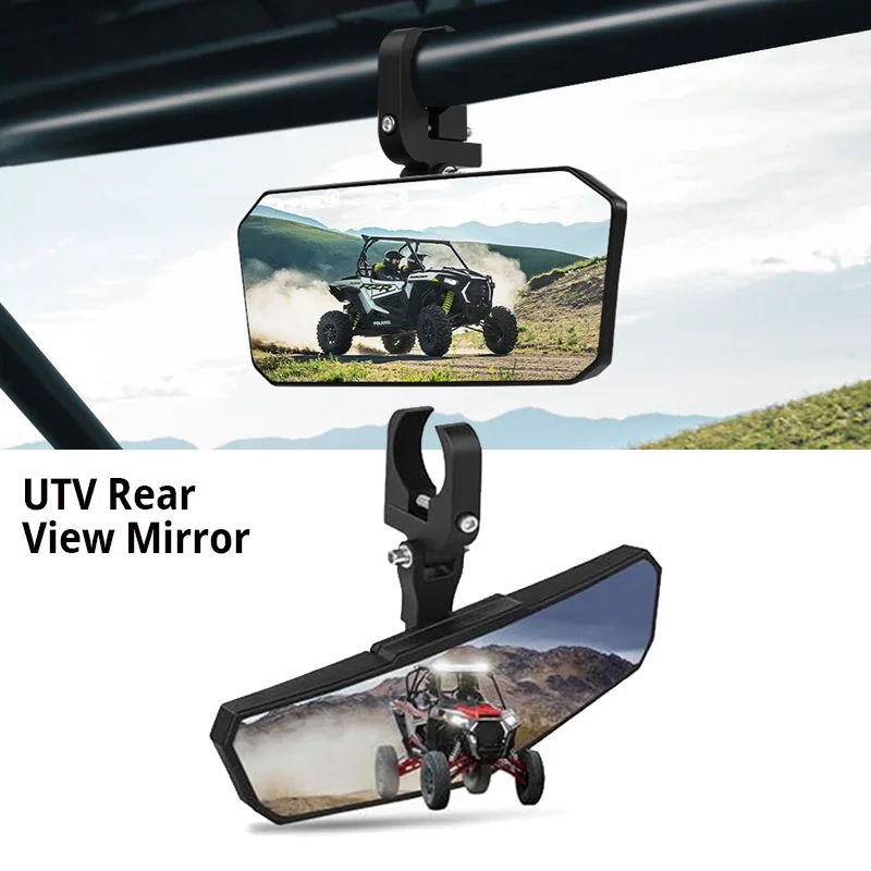 

UTV Rear View Mirror SXS UTV Mirror Clear View Fit For 1.5"-2" Roll Cage 360° Adjustable Aluminum Clamp