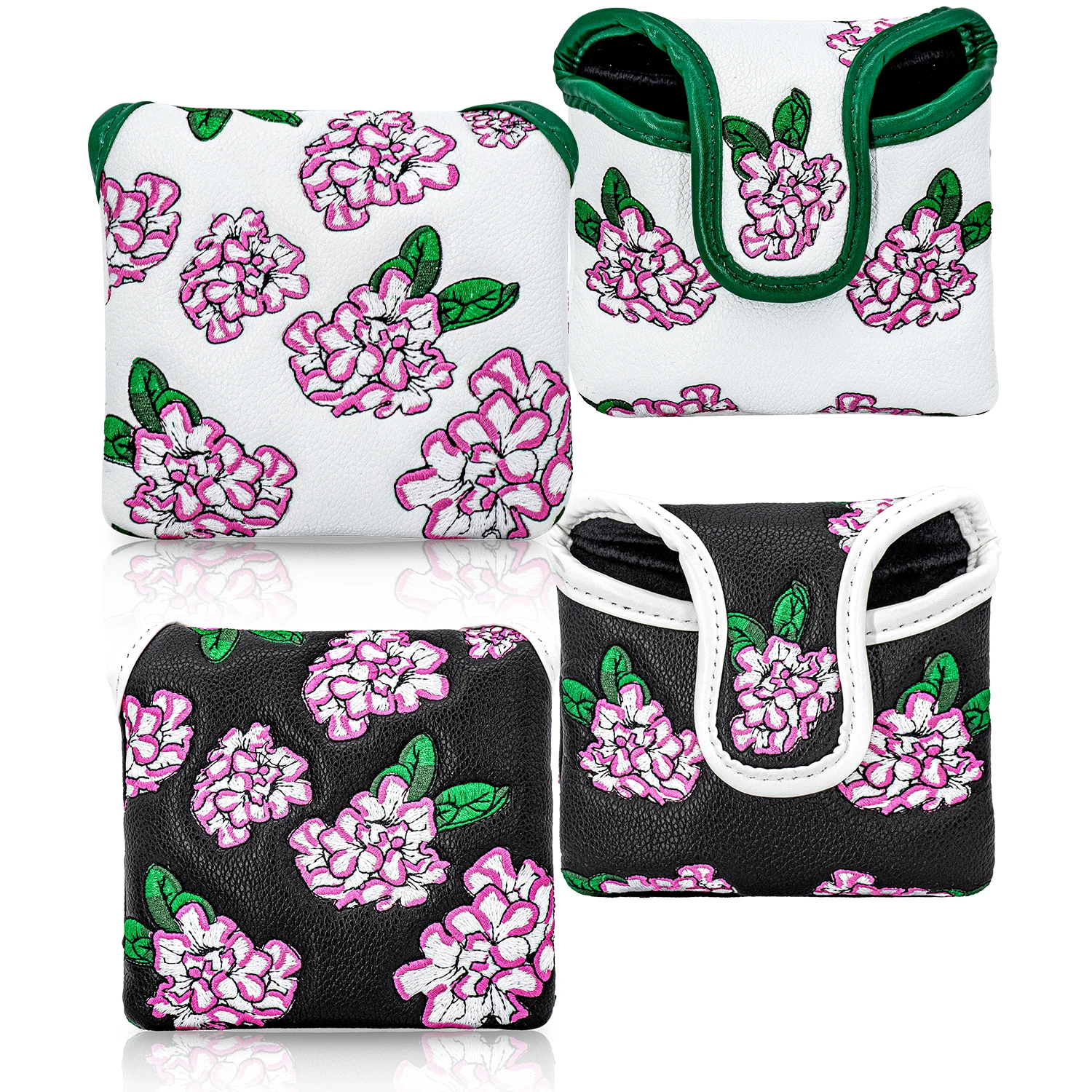 1PC Golf Square Putter Headcover, Delicate Flower Decoration, Compact Square Outline, Reduce Wear of Golf Putter Head,Ideal Gift