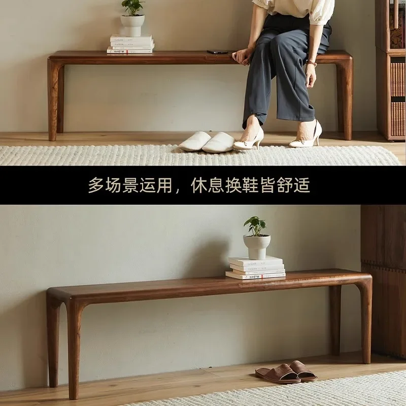 DSA home bench solid wood bed tail strip modern simple log dining stool shoe changing stool