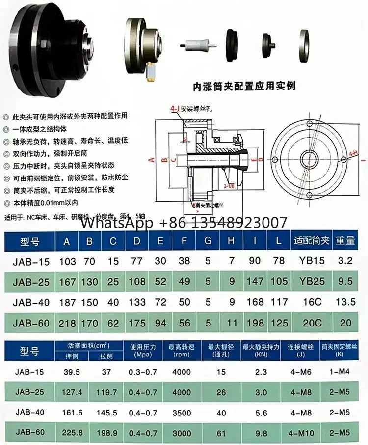 Suitable for JAB-15 Accessories with Front Rotating Inner Expansion and Outer Clamping