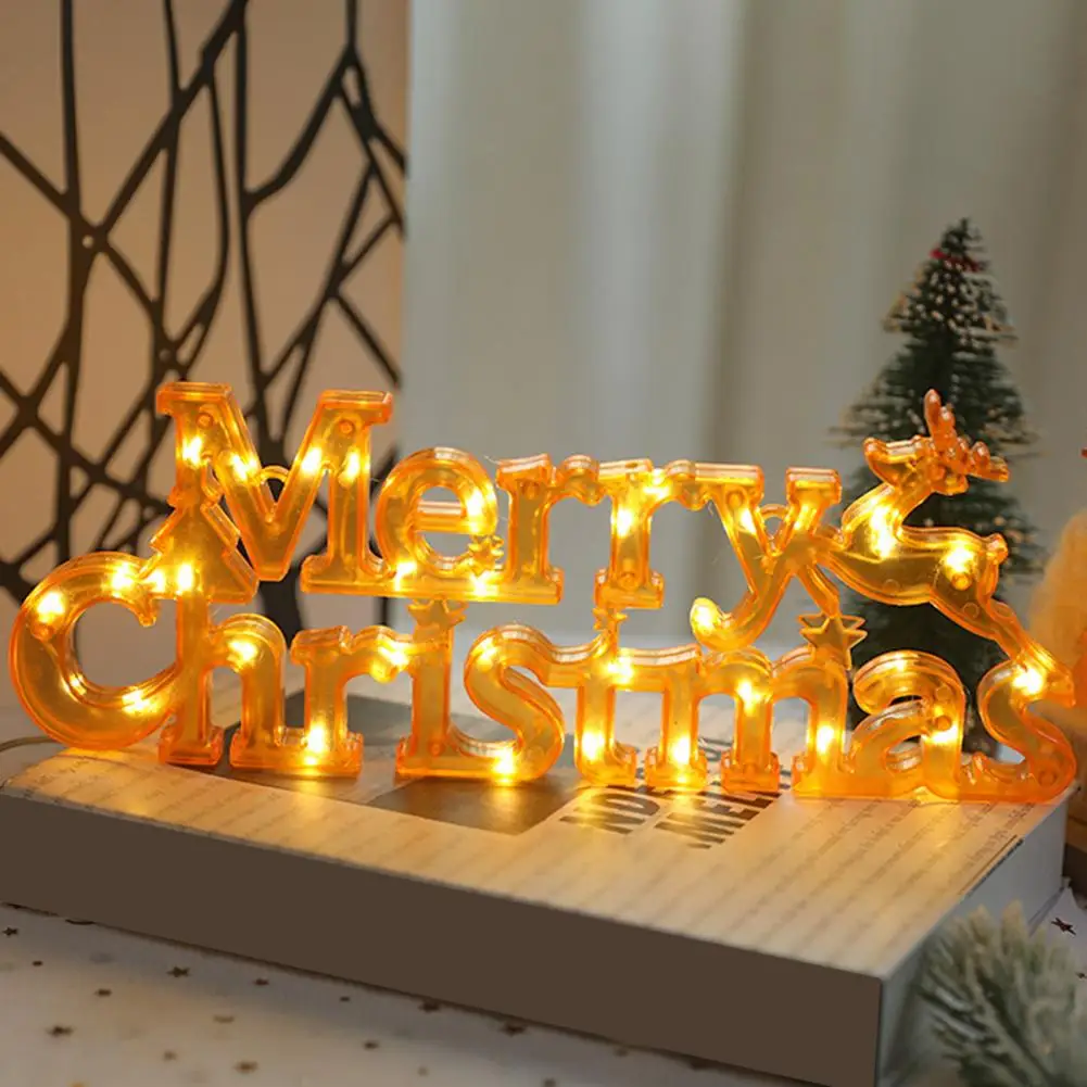 1pc Christmas Decoration New Year Xmas Merry Christmas LED Letter Tag Light String Fairy Garland for Home Christmas Decoration