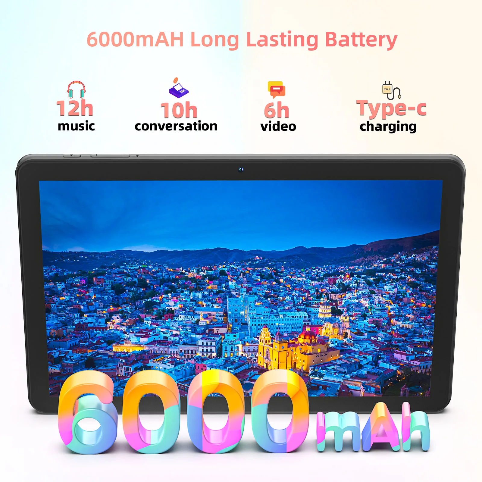 Tablet Android 14 da 10 pollici, processore octa-core, RAM da 8 GB (4+4), spazio di archiviazione da 64 GB ROM, memoria espandibile da 1 TB, doppia fotocamera, 1280