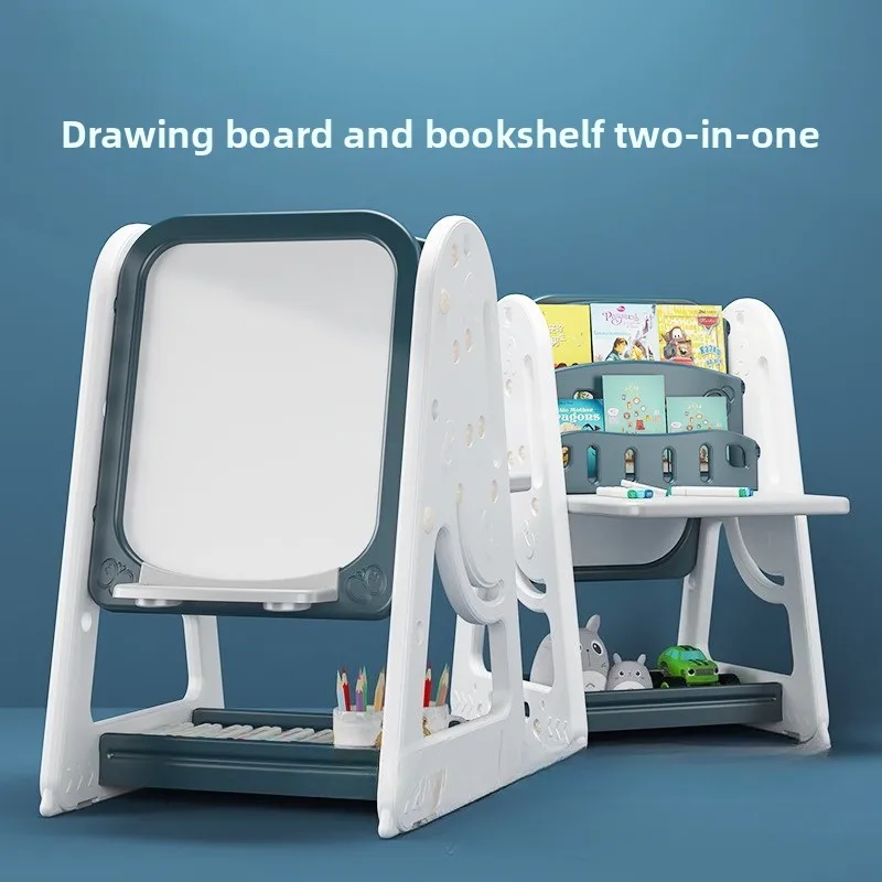 رف رسم قائم على الأرض مع مكتب كتابة، مجموعة متعددة الوظائف لطاولة رف الكتب للأطفال #3