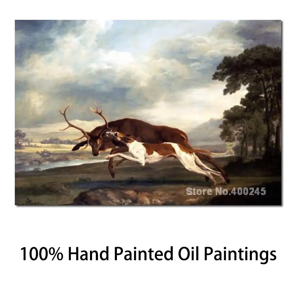 Landscape Art A Hound Attacking A Stag by George Stubbs Paintings for Sale Home Decor Hand Painted High Quality