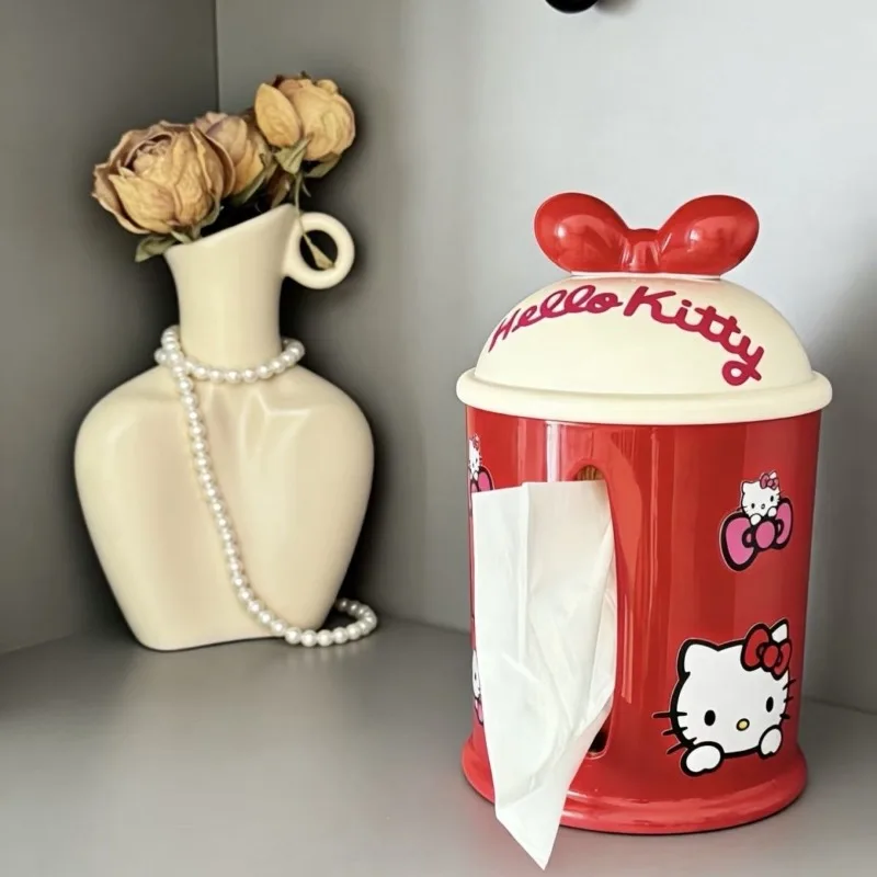 Sanrio New Hello Kitty Kawaii Anime Cartoon Tissue Box Desktop Decorations Paper Box Bedroom Bedside Girly Heart Cute Sweetness view 6