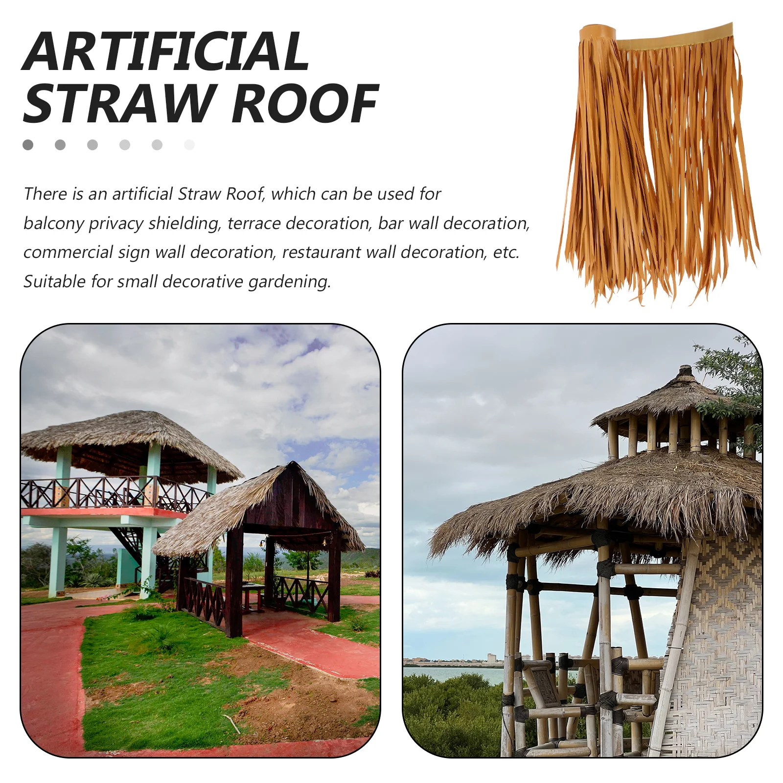 

Simulation Straw Roof 1Mx50 Yellow Artificial Thatch Tile Flame Retardant Realistic Shape Color Landscaping Decor Garden Props