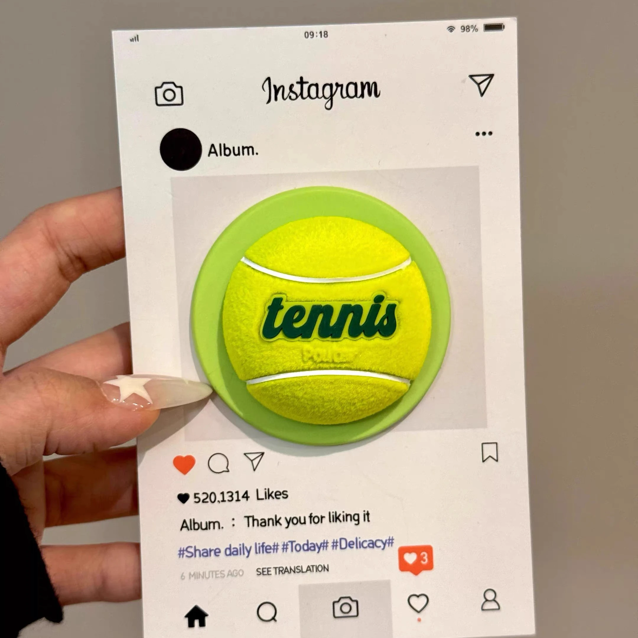 

Korean-style simulation tennis stand for Magsafe Griptok Holder Phone Finger Ring Stand Support for IPhone 15 Girl Bracket