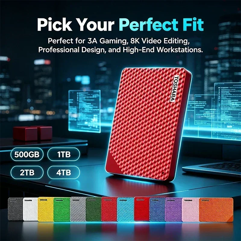 Original A3-6 Portable External Hard Drive Pink/Wind Red/Orange Large Capacity Storage Disk for Laptop Desktop Notebook Backup