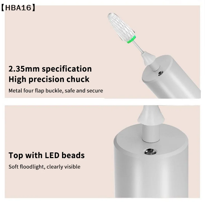 ΣHBA16 Sigur Nagelbohrer 35000 U/min Maniküre-Fräser Nagelreparatur Pediküre Fräser Polierer Schleifer USB wiederaufladbare Nagelfeile